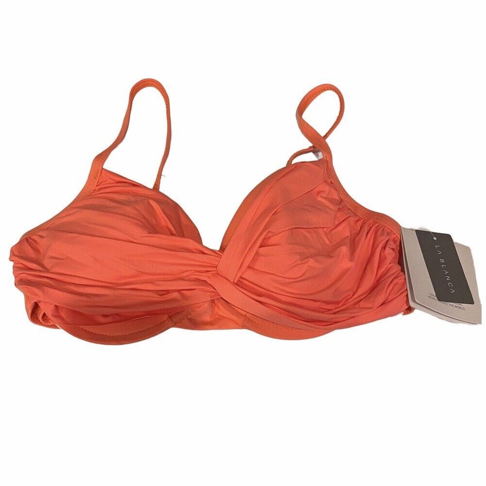 LA BLANCA Women's Size 16 Island Goddess Twist Front Bandeau Bikini Swim Top NWT